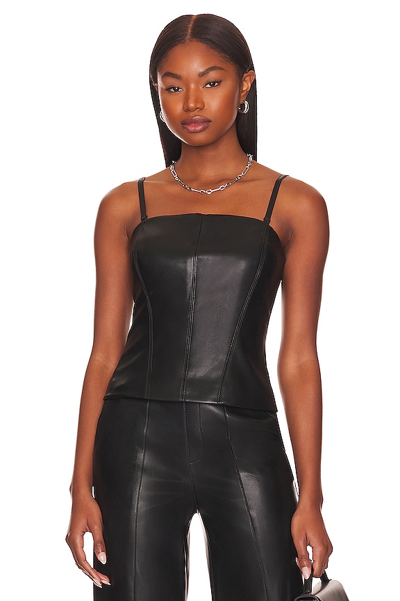 view 2 of 5 Faux Leather Strapless Top in Black