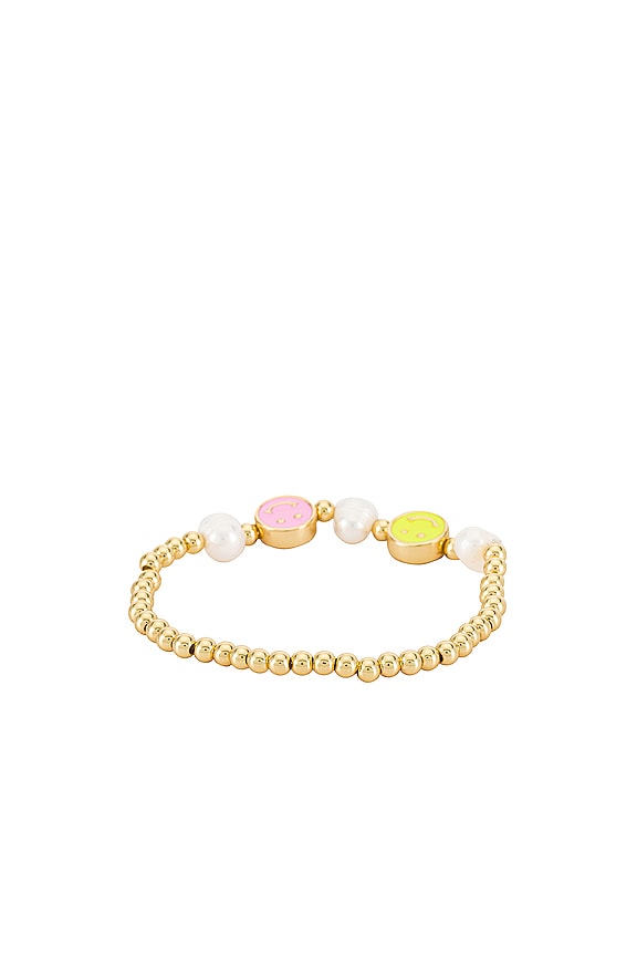 view 2 of 2 Double Smiley Face Bracelet in Gold