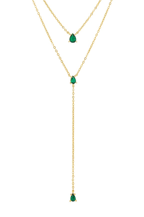 view 2 of 2 Esmeralda Lariat Necklace in Gold & Emerald