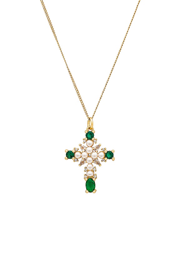 view 2 of 2 Magdalene Cross Necklace in Emerald