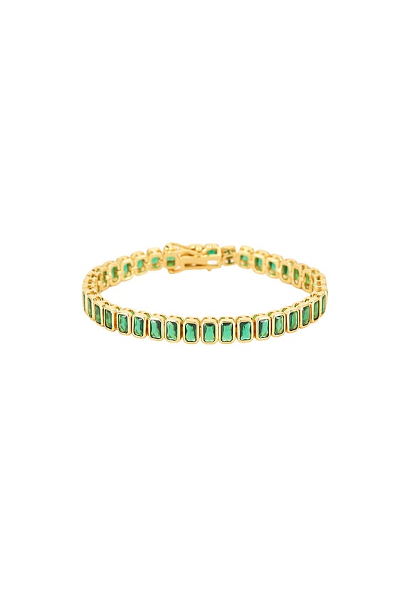 view 2 of 3 Esmi Rectangle Tennis Bracelet in Gold Filled Emerald