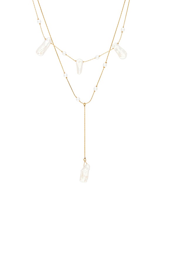 view 2 of 2 COLLAR LARIAT PEARL in Gold & Pearl