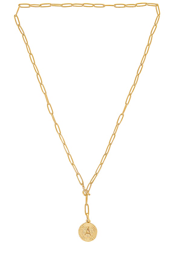 BRACHA Initial Medallion Lariat Necklace in Gold | REVOLVE