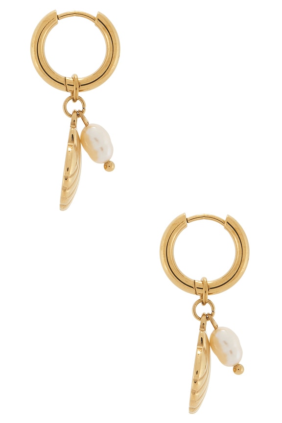 view 2 of 3 Cove Earrings in Gold & Shell