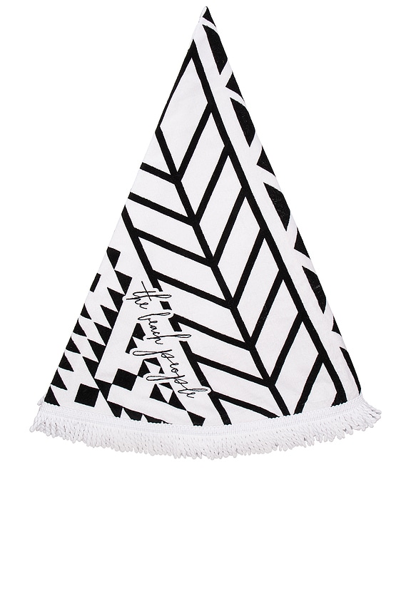 view 2 of 2 Aztec Round Towel in Black and White Print in Black & White Print