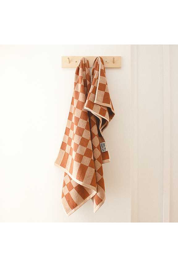 view 2 of 2 Bathhouse Check Organic Hand Towel in Clay