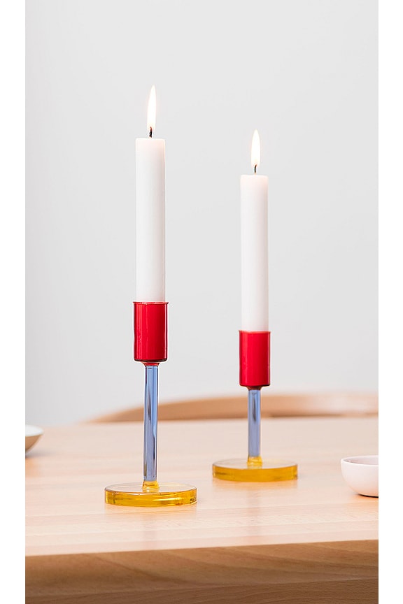 view 2 of 2 MEDIUM GLASS CANDLESTICK キャンドルスティック in Blue & Red