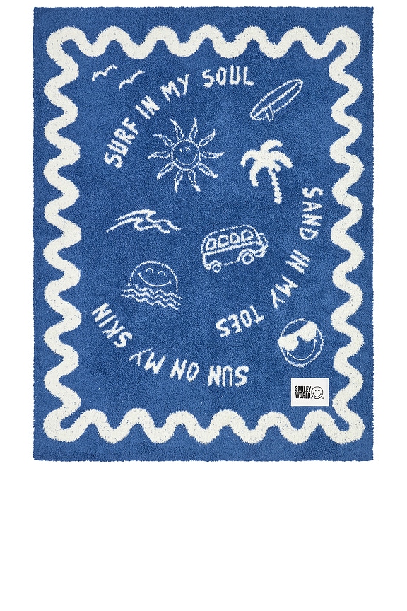 view 2 of 4 Cozychic Smileyworld Surf Stroller Blanket in Azure Tide & Cream