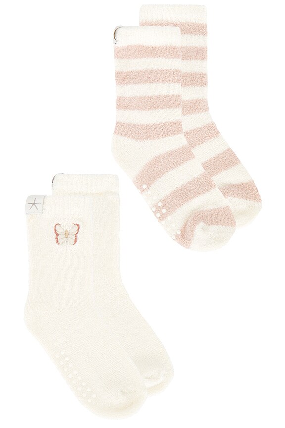 view 2 of 3 Toddler Butterfly Sock Set in Dusty Rose Multi
