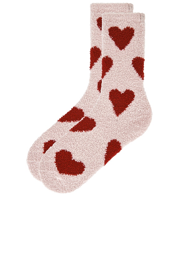 view 2 of 4 Cozy Chic Heart Print Socks in Dusty Rose & Cherry