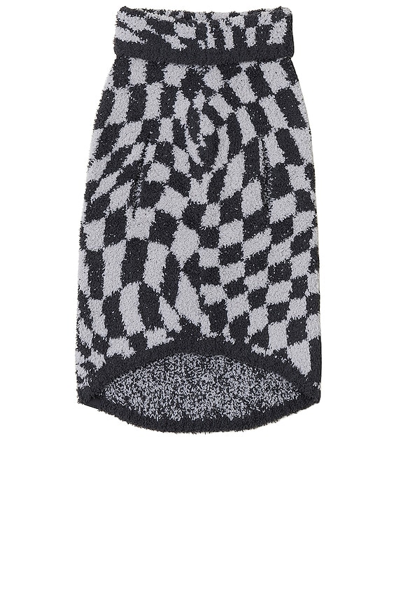 view 2 of 5 CozyChic Checkered Pet Sweater in Carbon/silver in Carbon & Silver