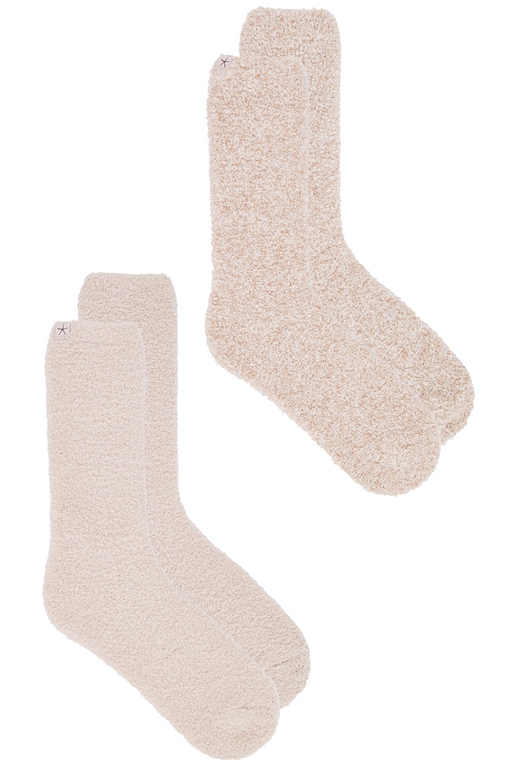 view 2 of 2 LOT DE CHAUSSETTES BAREFOOT DREAMS COZYCHIC 2 PAIR SOCK SET in Stone Multi