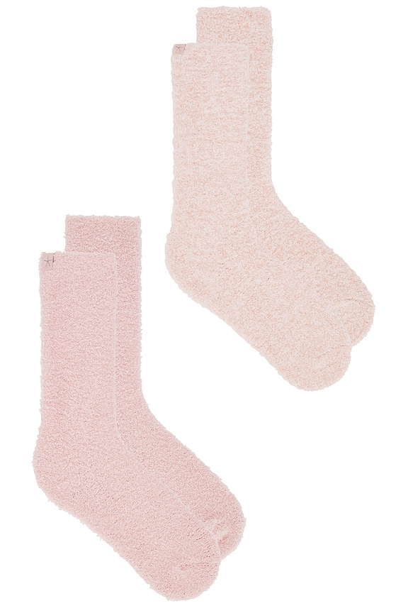 view 2 of 2 CozyChic 2 Pair Sock Set in Dusty Rose Multi