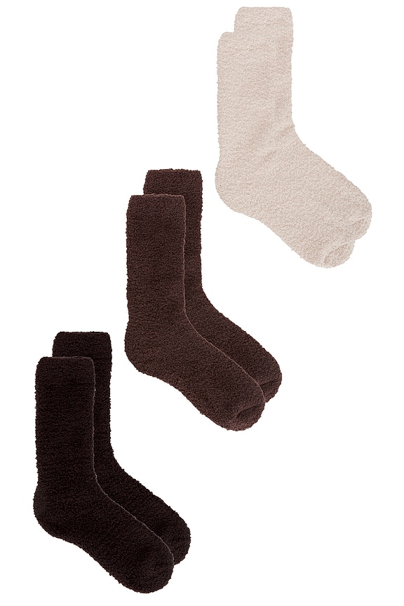 view 2 of 2 CozyChic 3 Pair Sock Set in Espresso Multi