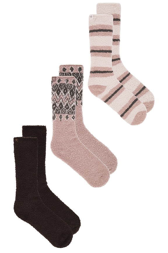 view 2 of 2 x REVOLVE CozyChic 3 Pair Winter Sock Set in Taupe Multi