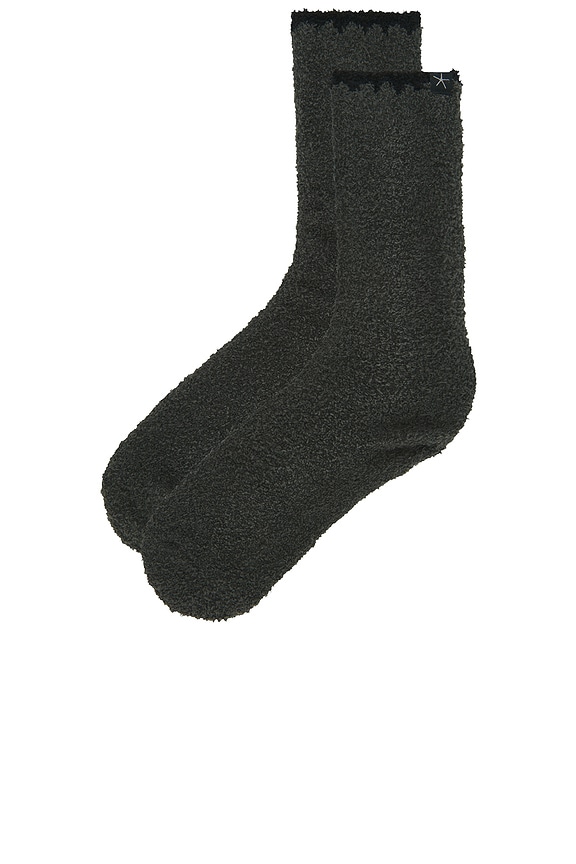 view 2 of 4 Cozychic Blanket Stitch Rib Socks in Dark Moss