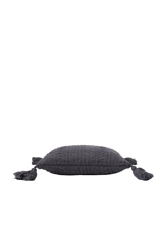 view 2 of 2 CozyChic Solid Cable Pillow With Tassels in Dark Moss