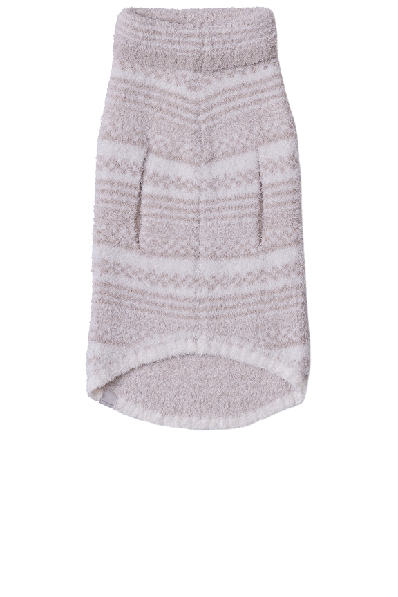 view 2 of 2 CozyChic Checkered Stripe Pet Sweater in Stone & Pearl