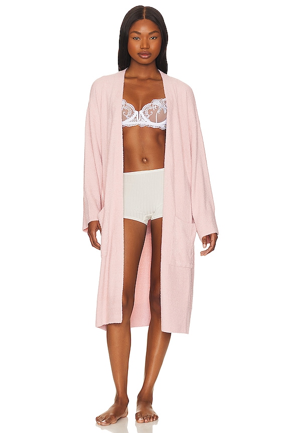 view 2 of 4 CozyChic Lite Barbie Robe in Dusty Rose & White