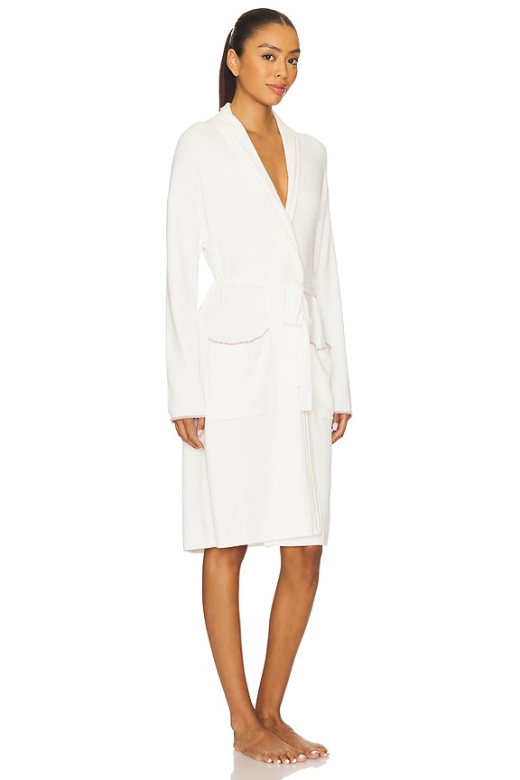 view 2 of 3 CozyChic Ultra Lite Contrast Scallop Ribbed Robe in Pearl