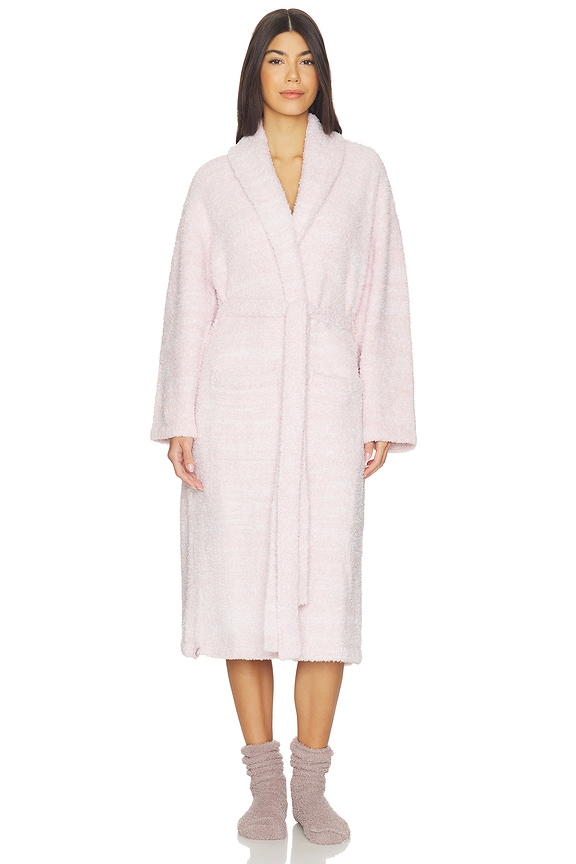 view 2 of 4 CozyChic Adult Robe in Heathered Dusty Rose & White