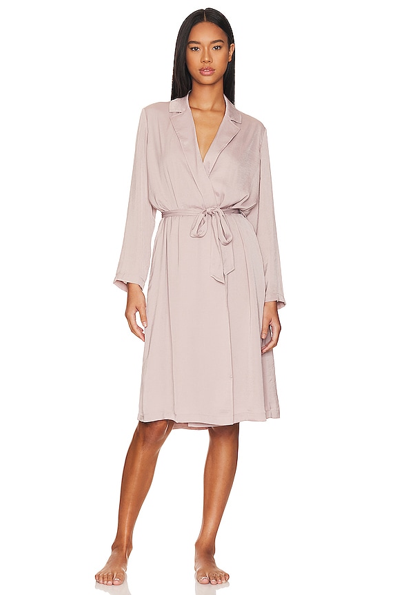 view 2 of 4 Washed Satin Notch Collar Robe in Feather