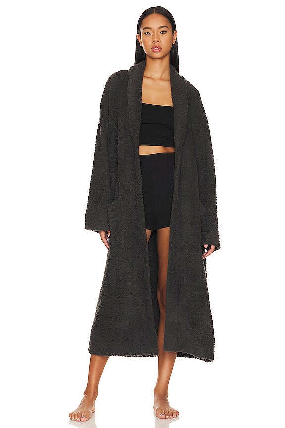 view 2 of 4 CozyChic Skull Robe in Carbon & Almond