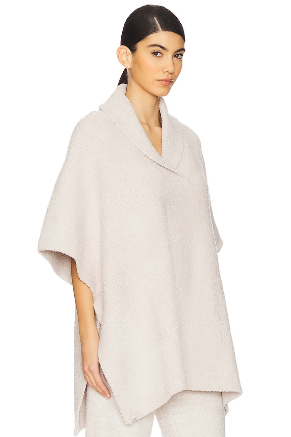 view 2 of 4 CozyChic Shawl Collar Poncho in Stone