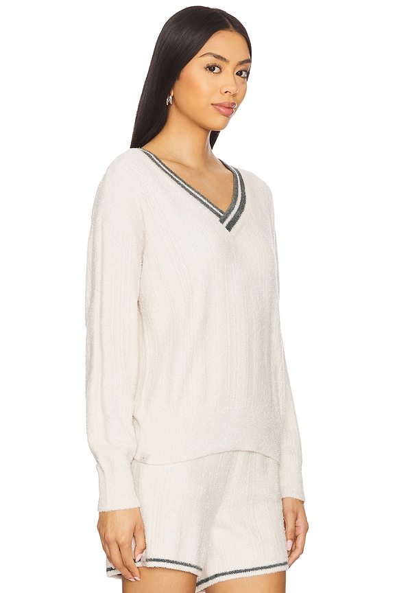 view 2 of 4 COZYCHIC LIGHT POINTELLE 풀오버 in Sand Dune & Deep Juniper