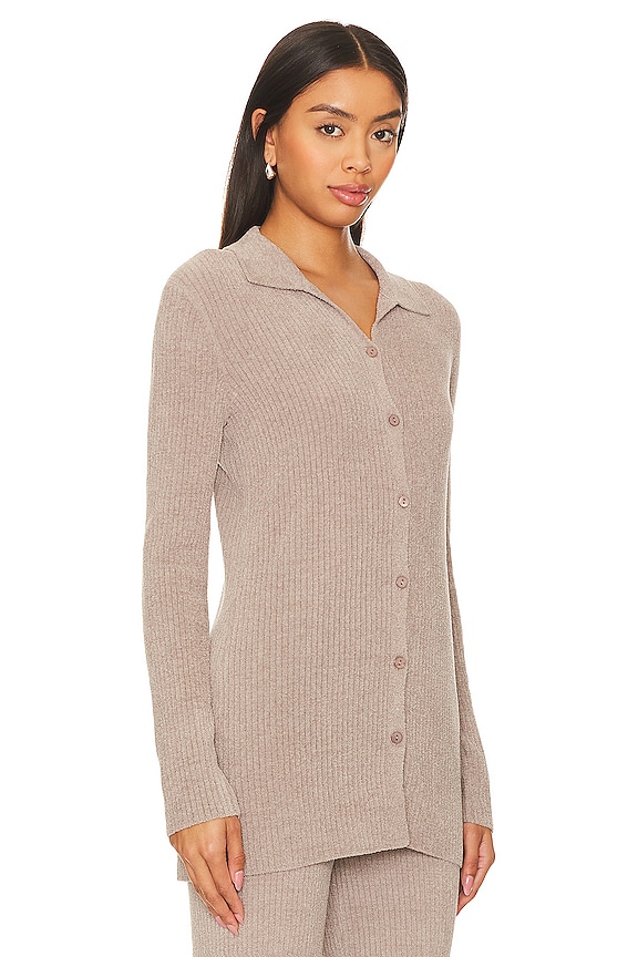 view 2 of 4 CozyChic Ultra Lite Ribbed Button Down Cardi in Beach Rock