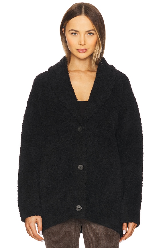 view 2 of 5 CozyChic Faux Shearling Buttoned Jacket in Black