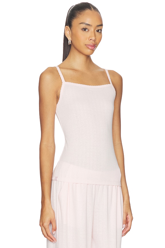 view 2 of 4 CARACO POINTELLE RIB TANK WITH SCALLOP TRIM in Pink Sand