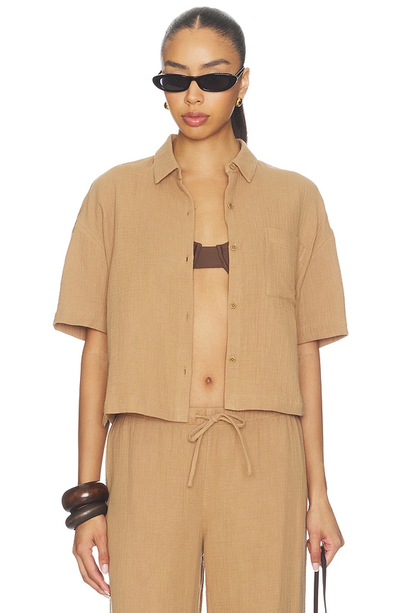 view 2 of 5 CHEMISE BUTTON UP SHIRT in Dark Tan
