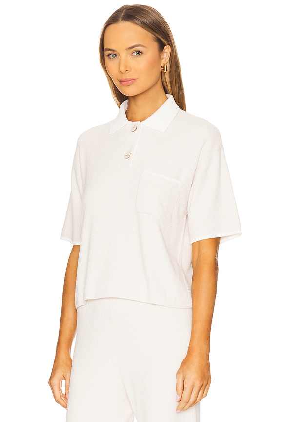 view 2 of 4 CozyChic Ulra Light Rolled Edge Short Sleeve in Sand Dune & Pearl