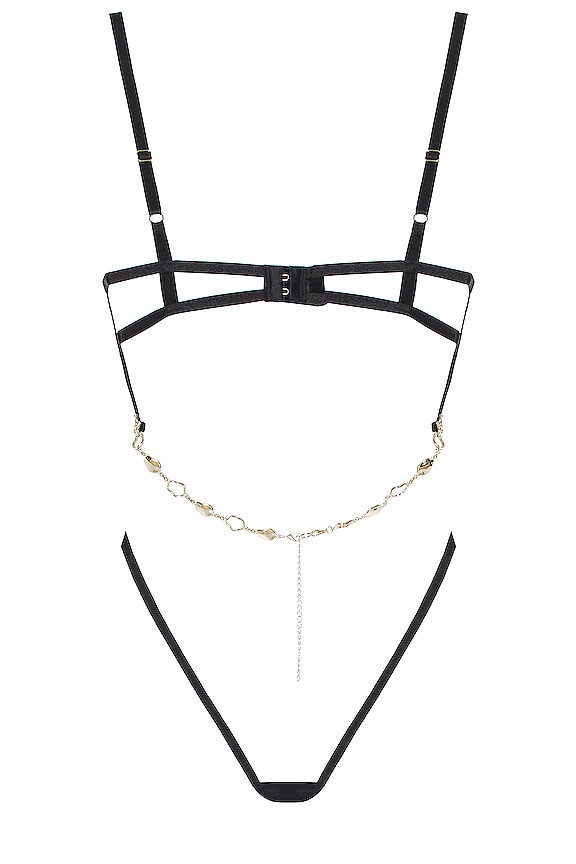 view 2 of 2 Azalea Open Wired Bodysuit in Black & Gold