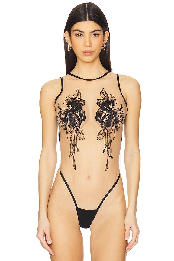 view 2 of 5 Safiya Bodysuit in Black & Sheer