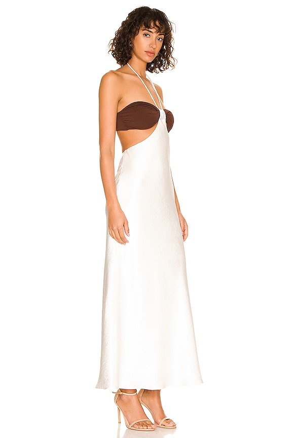 view 2 of 3 Nadia Cut Out Dress in Chocolate & Ivory