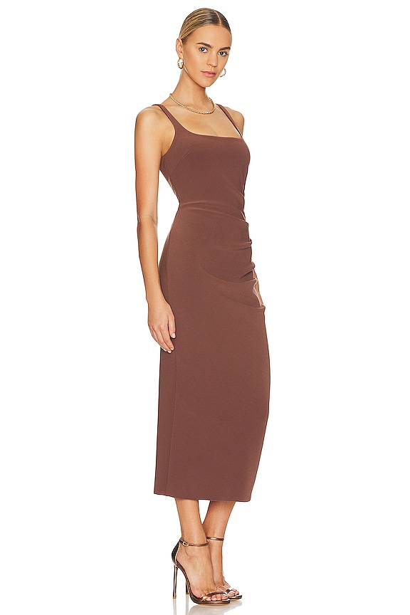 view 2 of 4 ROBE MI-LONGUE KARINA in Chocolate