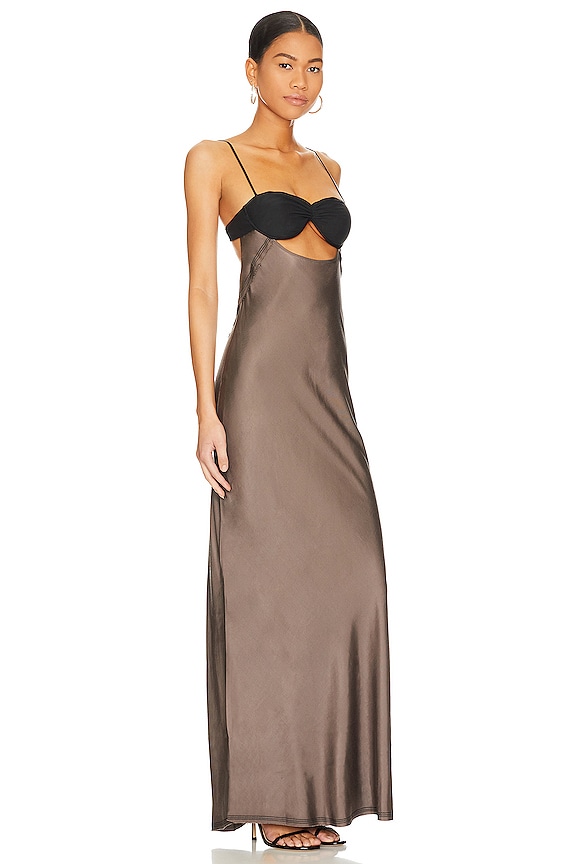 view 2 of 3 ROBE DE SOIRÉE EVANGELINE STRAPPY in Pewter & Black