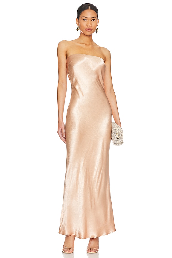 view 2 of 3 Moondance Strapless Midi Dress in Rose Gold
