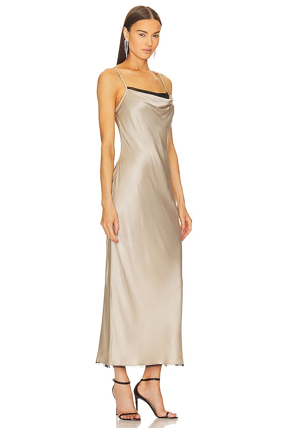 view 2 of 3 VESTIDO MIDI HELENA SILK STRAPPY in Oyster & Black