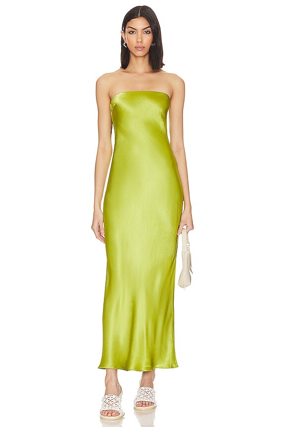view 2 of 3 Moondance Strapless Dress in Chartreuse Green