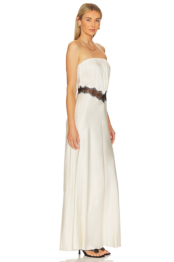 view 2 of 3 ROBE MAXI SANS MANCHES EN DENTELLE SPENCER in Ivory & Black