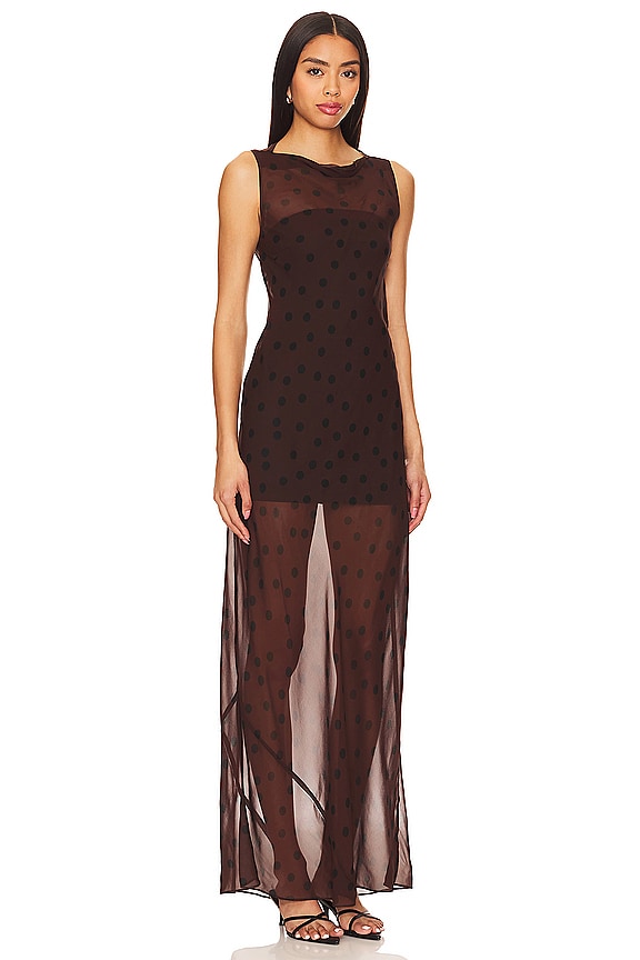 view 2 of 3 VESTIDO LARGO CON CUELLO BARCO TURNER in Chocolate & Black