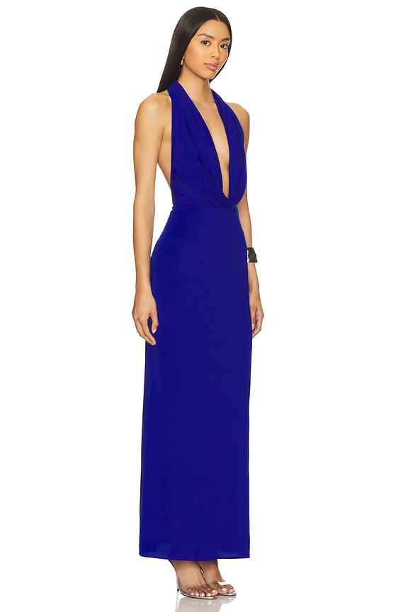 view 2 of 3 ROBE MAXI COL CHÂLE NESSIE in Ultramarine Blue