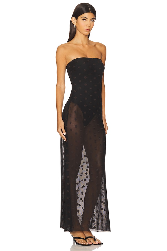 view 2 of 3 Karla Strapless Maxi Dress in Black & Chocolate Spot