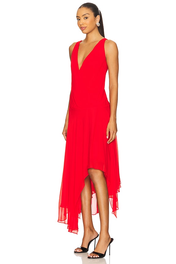view 2 of 3 Rhone Wrap Asymmetric Dress in Chilli