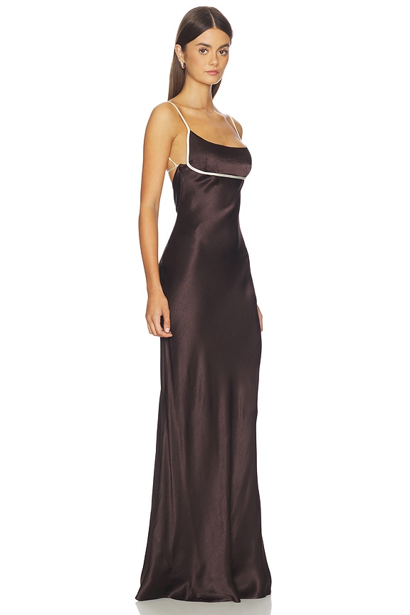 view 2 of 3 Marcy Cowl Maxi Dress in Dark Chocolate & Snow