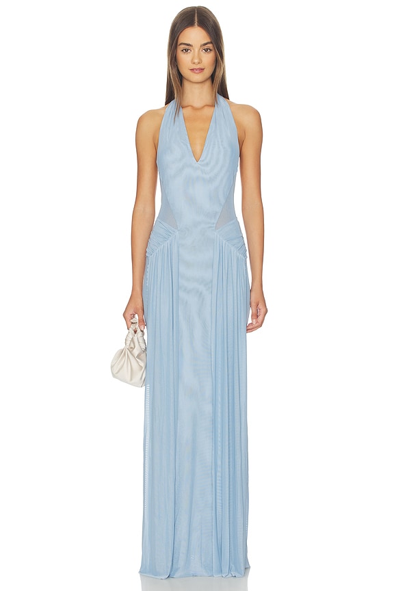 view 1 of 3 Juniper Halter Maxi Dress in Denim Blue