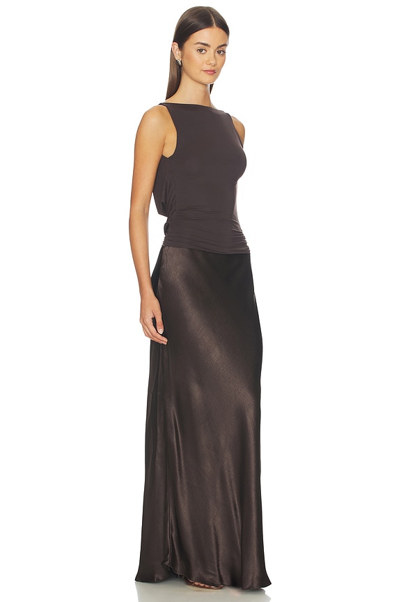 view 2 of 4 Mirabelle Cowl Maxi Dress in Dark Chocolate